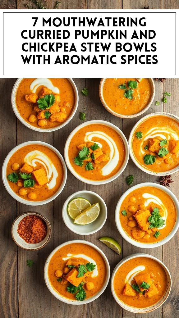 7 Mouthwatering Curried Pumpkin and Chickpea Stew Bowls With Aromatic Spices