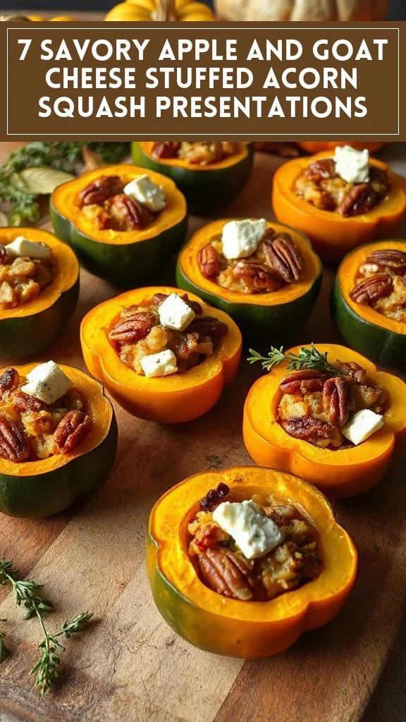 7 Savory Apple and Goat Cheese Stuffed Acorn Squash Presentations