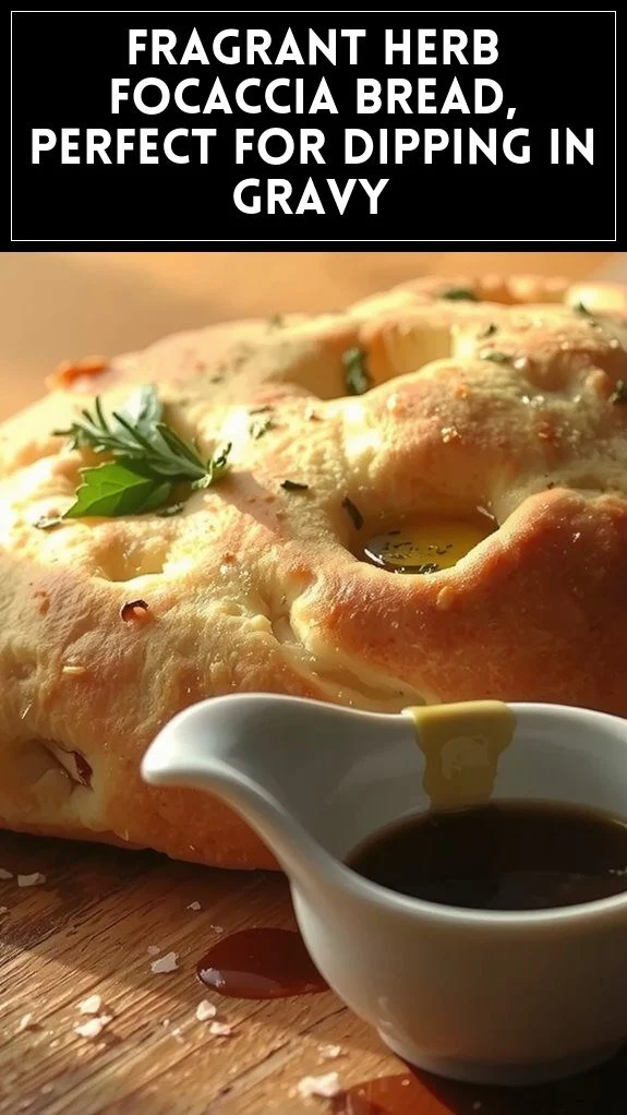 Fragrant Herb Focaccia Bread, Perfect for Dipping in Gravy