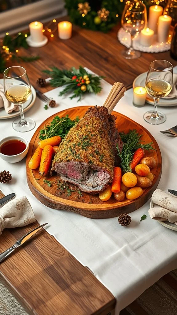 herb crusted lamb centerpiece dish