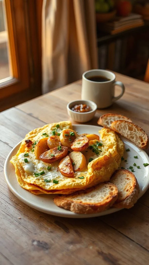 savory apple cheddar omelette