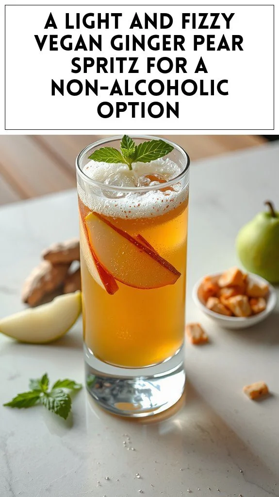 A Light and Fizzy Vegan Ginger Pear Spritz for a Non-Alcoholic Option