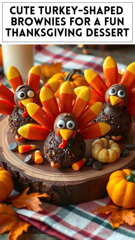 Cute Turkey-Shaped Brownies for a Fun Thanksgiving Dessert