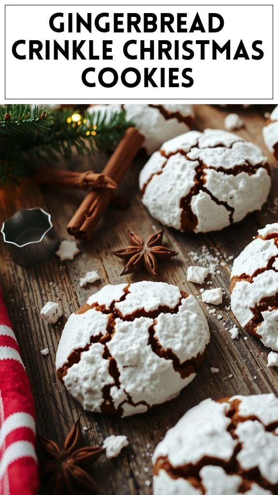 Gingerbread Crinkle Christmas Cookies